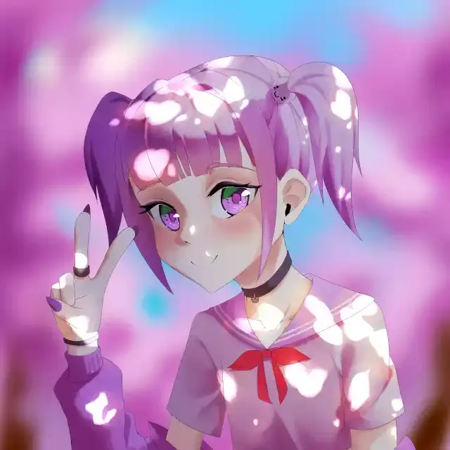 Alessia Bot official anime avatar - pink-haired character in school uniform